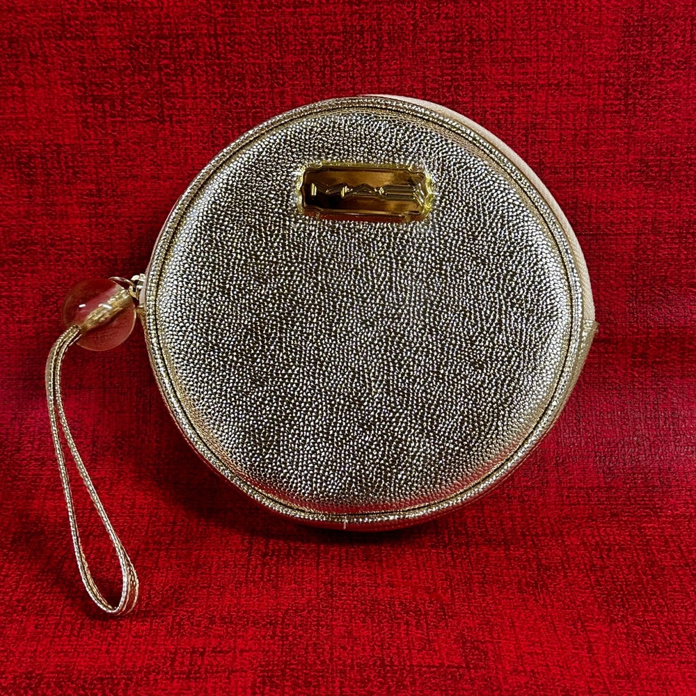 NEW MAC Gold Round Zip Bag